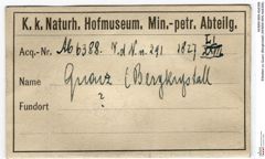 Etiketten zu Quarz (Bergkristall) (NHMW-MIN-Ab6388)